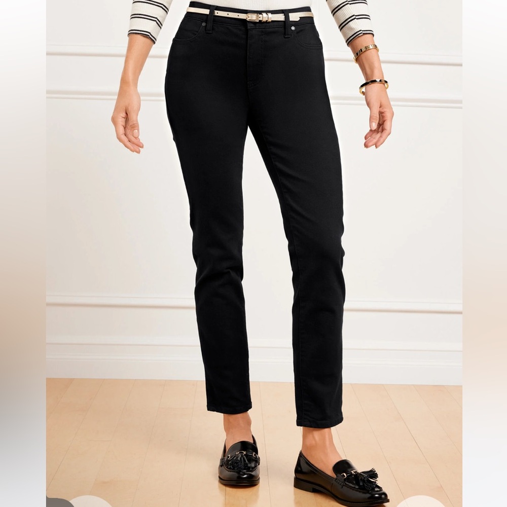 Talbots Slim Ankle Black Denim Jeans in Curvy Fit Size 8P